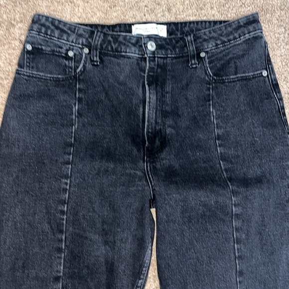 Abercrombie & Fitch Curve Love Skinny High Rise Seam Raw Split Hem Black 31 12R - Picture 6 of 13